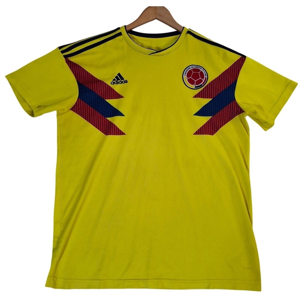 Adidas Colombia Soccer‎ Jersey Mens L Yellow Climalite National Team Football